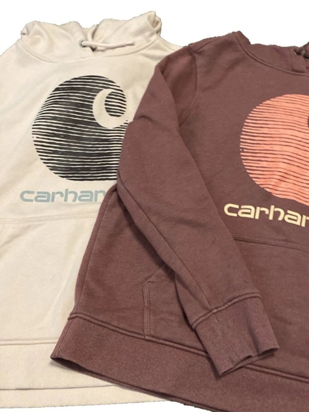 Carhartt Rain Defender Womens L 12-14 Hoodie Lot 2 Pink Burgundy Pullover